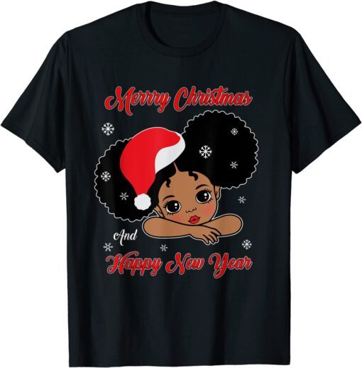 Black African American Santa Christmas Melanin Girl Toddler Tee Shirt