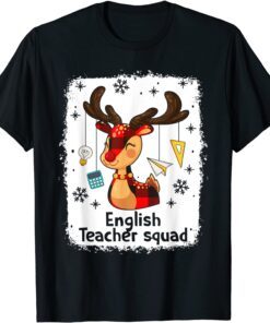 Bleached English Teacher Squad Reindeer Christmas Tee Shirt