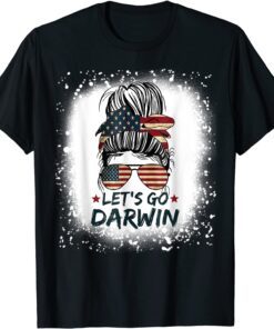 Bleached Lets Go Darwin Messy Bun American Flag T-Shirt