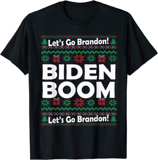 Boomin Biden Pro Joe Biden Xmas Ugly Sweater Pattern Tee Shirt