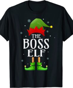 Boss Elf Xmas Matching Family Group Christmas Grandpa Pajama Tee Shirt