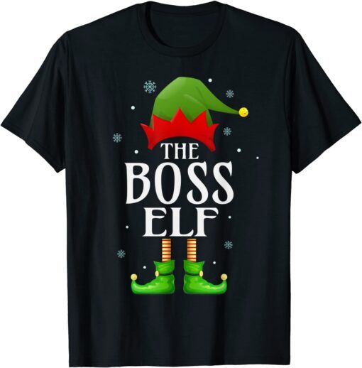 Boss Elf Xmas Matching Family Group Christmas Grandpa Pajama Tee Shirt