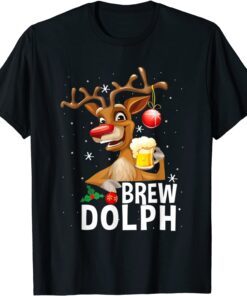 Brew Dolph Reindeer Drinking Beer Matching Christmas