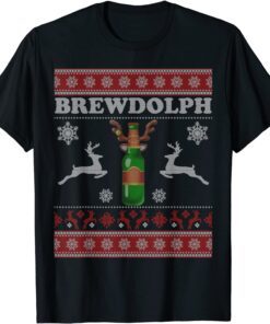 Brewdolph Ugly Christmas Beer Lover Craft Beer Brewer Tee Shirt