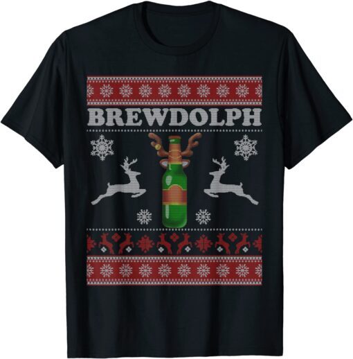 Brewdolph Ugly Christmas Beer Lover Craft Beer Brewer Tee Shirt