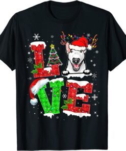 Bull Terrier Dog Tree Christmas Lights Xmas Pajama Shirt