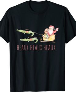 Cajun Santa Alligator Heaux Heaux Heaux Christmas X-mas Tee Shirt