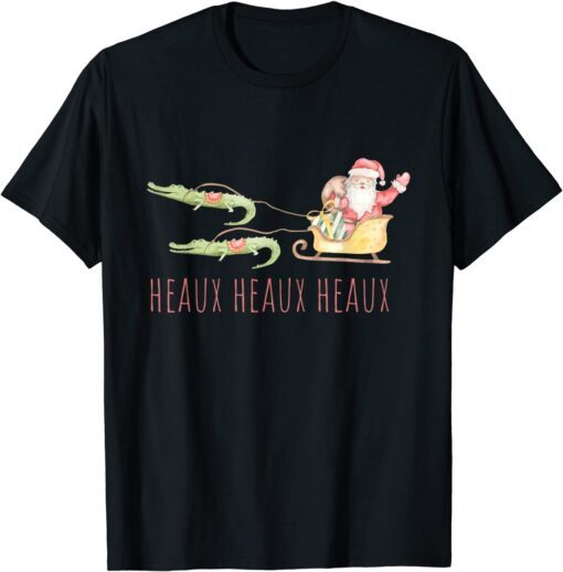 Cajun Santa Alligator Heaux Heaux Heaux Christmas X-mas Tee Shirt