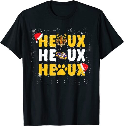 Cajun Santa Tigers Heaux Heaux Heaux Christmas X-mas Tee Shirt