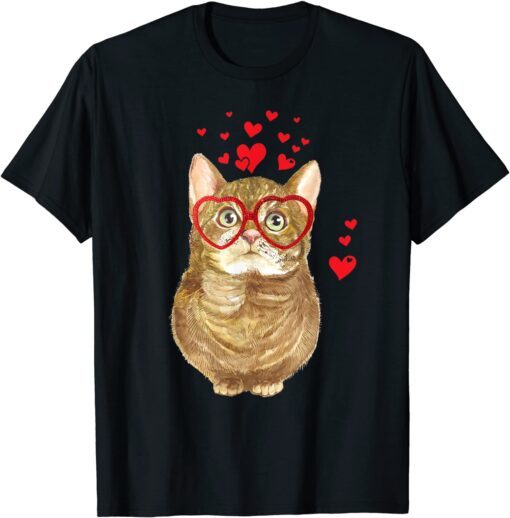 Cat Sunglasses Heart Cute Kitten Valentine Tee Shirt