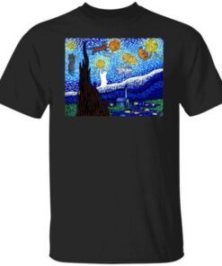 Cat Tshirt, Starry Night Cat, Van Gogh Cat Tee Shirt