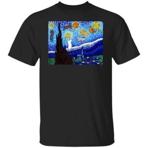 Cat Tshirt, Starry Night Cat, Van Gogh Cat Tee Shirt