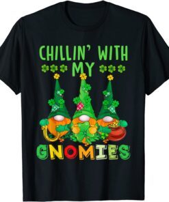 Chillin With My Gnomies Green Plaid Gnomes St Patricks Day Tee Shirt