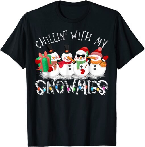 Chillin With My Snowmies Snowman Ugly Christmas Pajama Tee Shirt