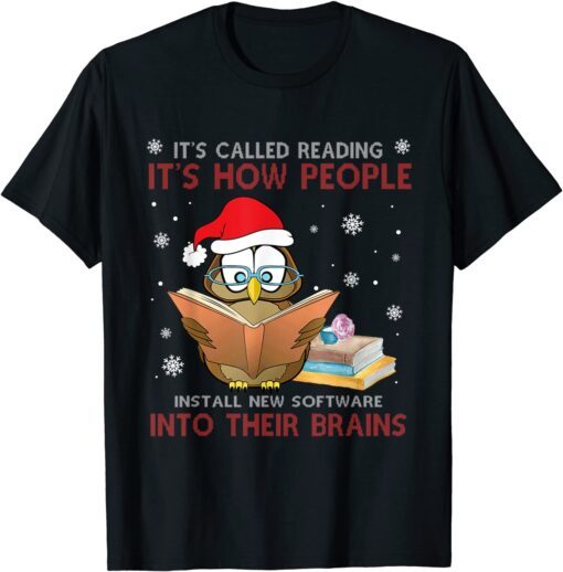 Christmas Bird with Santa Hat It's Called Reading T-Shirt