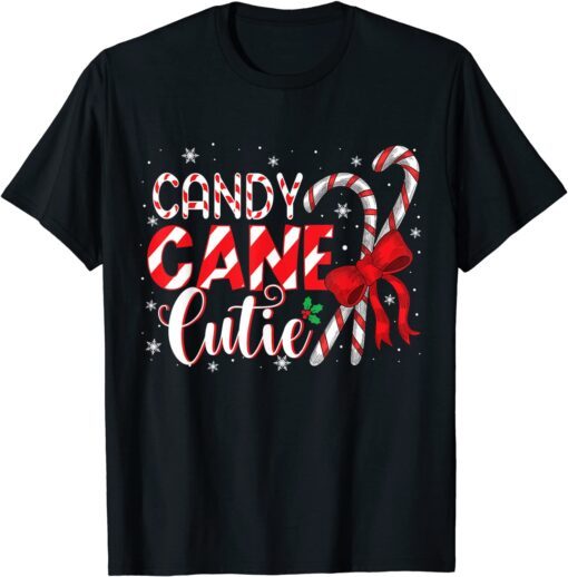 Christmas Candy Cane Cutie Girls Xmas Pajama Tee Shirt