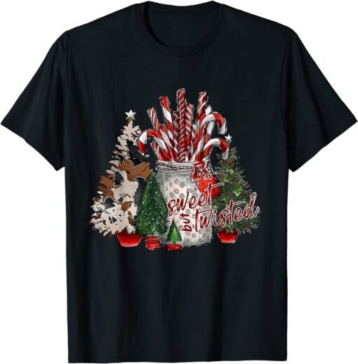 Christmas Candy Cane Stocking Stuffer Snow Pajamas Tee Shirt