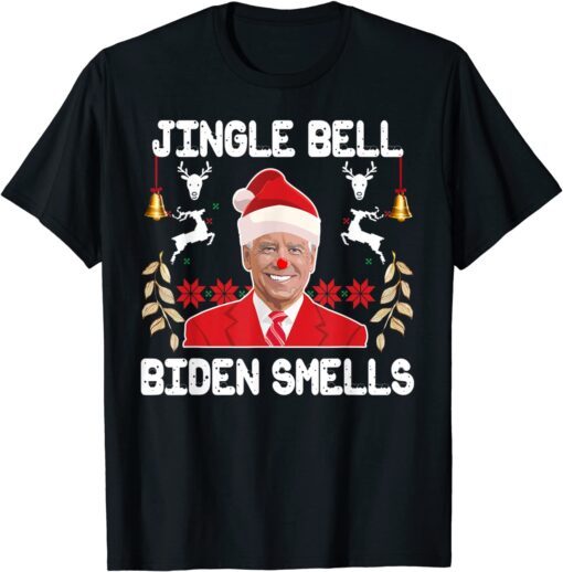 Christmas Clown Santa Jingle Bell Biden Smells Tee Shirt