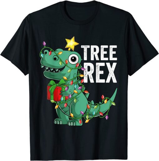 Christmas Dinosaur Tree Rex Pajamas Toddler Xmas Tee Shirt