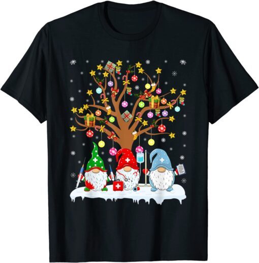 Christmas Element Tree With Gnome Nurse Christmas T-Shirt