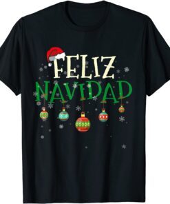 Christmas Feliz Navidad Santa Hat Tee Shirt