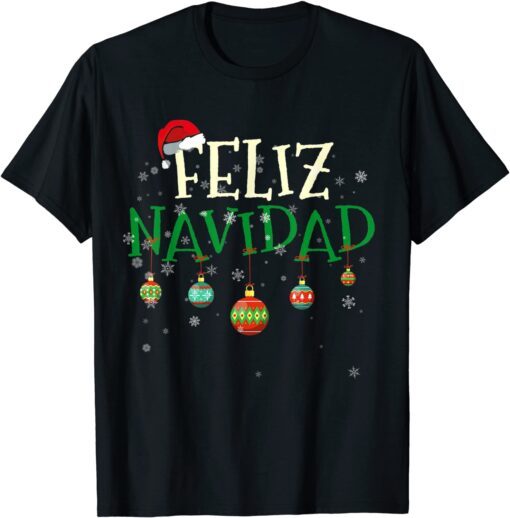 Christmas Feliz Navidad Santa Hat Tee Shirt