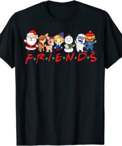 Christmas Friends Santa Rudolph Snowman Family Xmas Tee Shirt