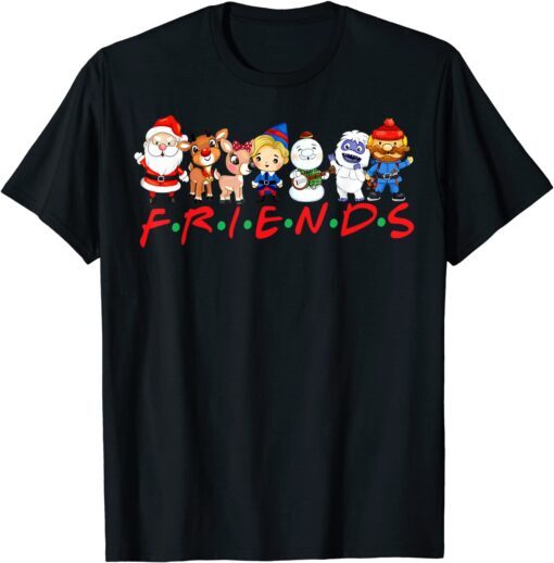 Christmas Friends Santa Rudolph Snowman Family Xmas Tee Shirt