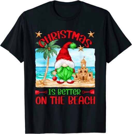 Christmas Gnome For Xmas Vacation On The Beach Tee Shirt