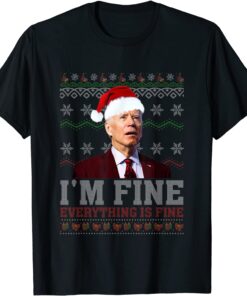 Christmas Lights I'm Fine Everything Santa Joe Biden Tee Shirt