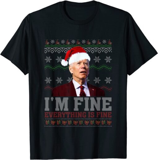 Christmas Lights I'm Fine Everything Santa Joe Biden Tee Shirt