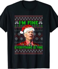 Christmas Lights I'm Fine Everything Santa Joe Biden Ugly Christmas Tee Shirt