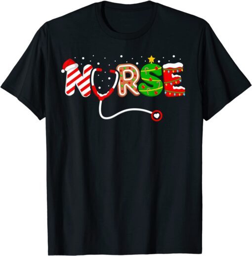 Christmas Nurse Santa Elf RN NICU ER Nursing Squad Tee Shirt