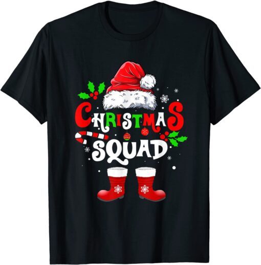 Christmas Squad Santa Hat Xmas Crew Family Pajamas Tee Shirt