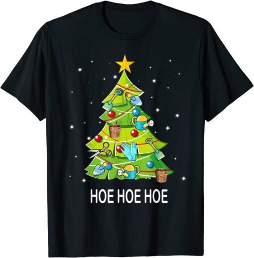 Christmas Tree Gardening Hoe Hoe Hoe Gardener Planting Tee Shirt