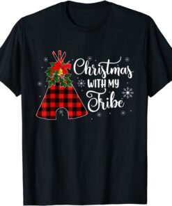 Christmas With My Tribe Buffalo Plaid Family Pajama Tee Shirt