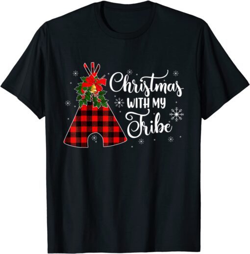 Christmas With My Tribe Buffalo Plaid Family Pajama Tee Shirt