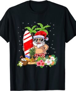 Christmas in July Santa Hawaiian Surfing Summer Surf Tee Shirt