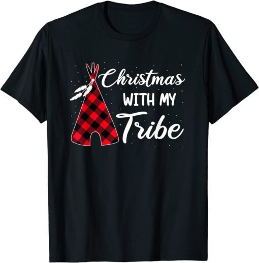 Christmas with my Tribe Family Pajamas Buffalo Plaid Tee Shirt