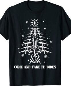 Come And Take It Biden Guns Christmas Tree Snowflakes Tee Shirt