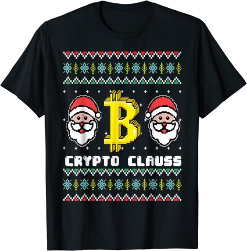 Crypto Santa Claus Bitcoin Ho Ho Hodl Ugly Sweater Outfit Tee Shirt