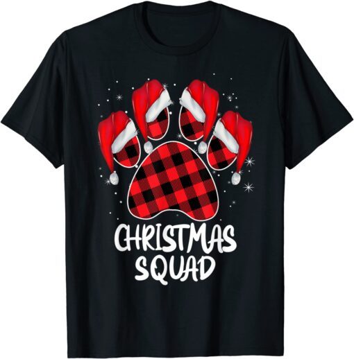 Dog Paws Christmas Squad Red Plaid Xmas Family Matching Tee Shirt