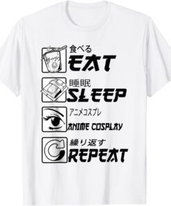 Eat Sleep Anime Repeat, Animegao Kigurumi Anime Girl Cosplay Tee Shirt