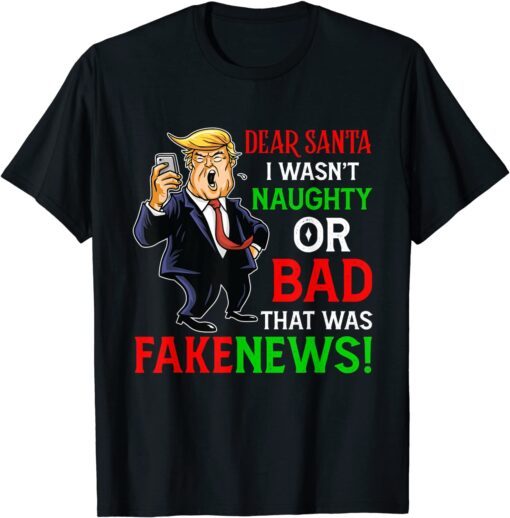 Fake News US President Donald Trump Ugly Christmas Sweater Tee Shirt