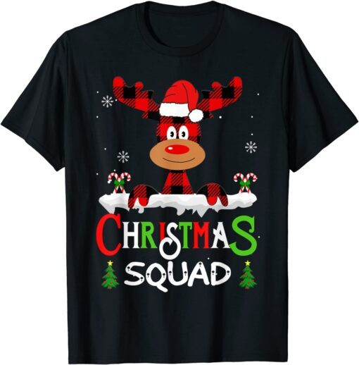 Family Christmas Squad Reindeer Plaid Pajama Team 2022 Tee Shirt