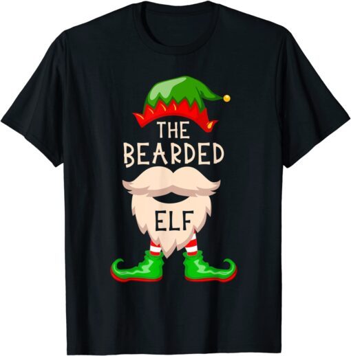 Family Christmas The Bearded Elf Cute Xmas Holiday San Tee Shirt