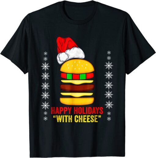 Family Party Happy Holiday With Cheese Christmas Santa Tee Shirt