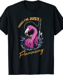 Fishing Flamingo Angler Flamazing Cool Bird Fisherman Tee Shirt