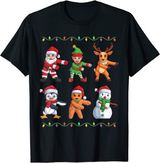 Flossing Santa Elf Friends Christmas Tee Shirt