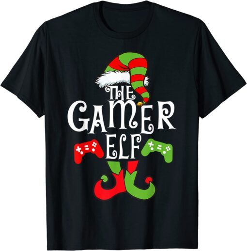 Gamer Elf Family Matching Christmas Funny Gaming Pajama PJ Tee Shirt